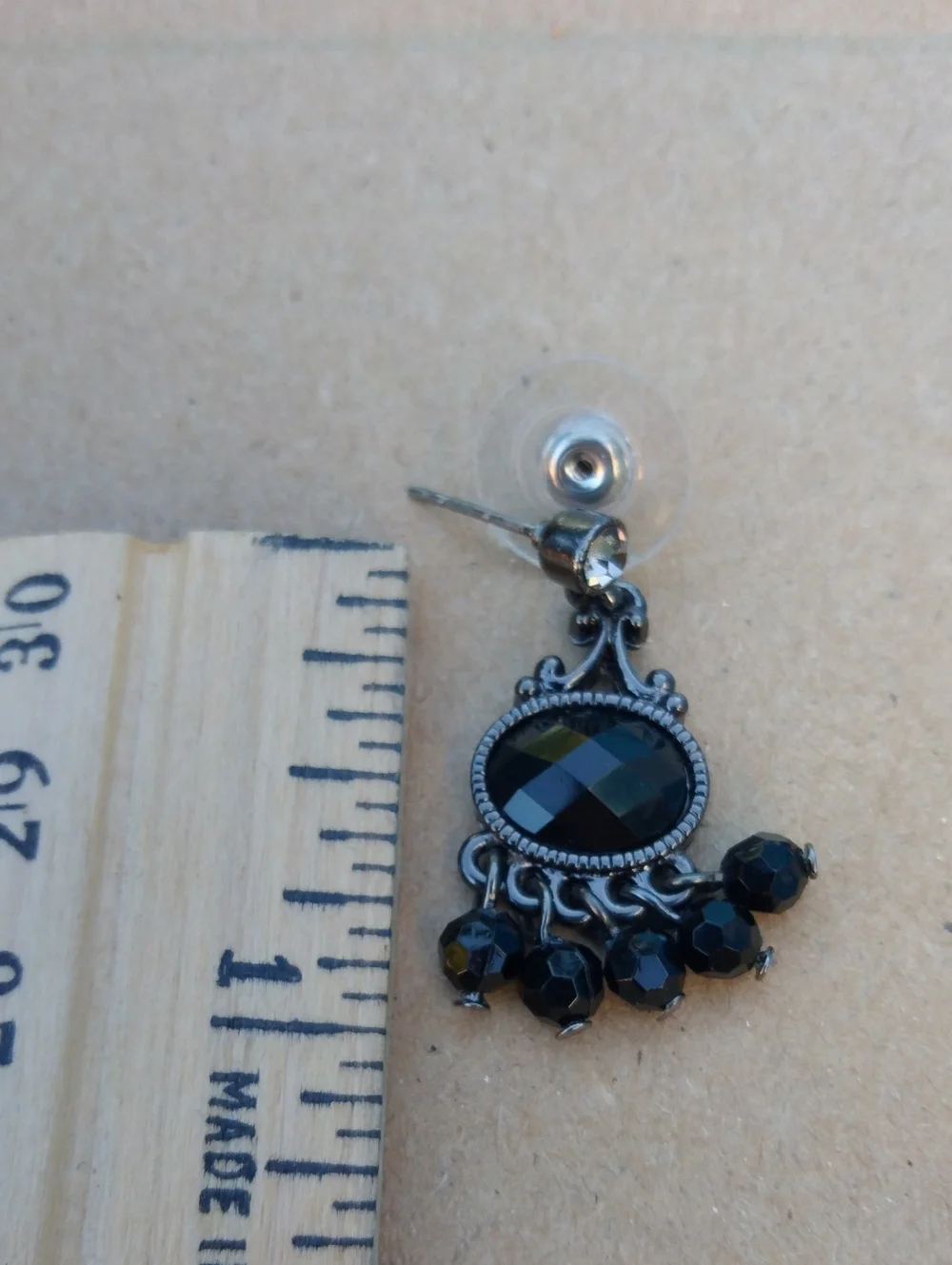 1928 Black Faceted Chandelier Drop Earrings 23068 Gothic/Victorian-inspired